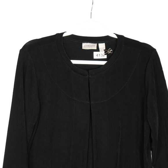 Chicos Travelers Cardigan Women Size 1M Slinky Wrinkle Resistant Stretch Sweater - Picture 2 of 7